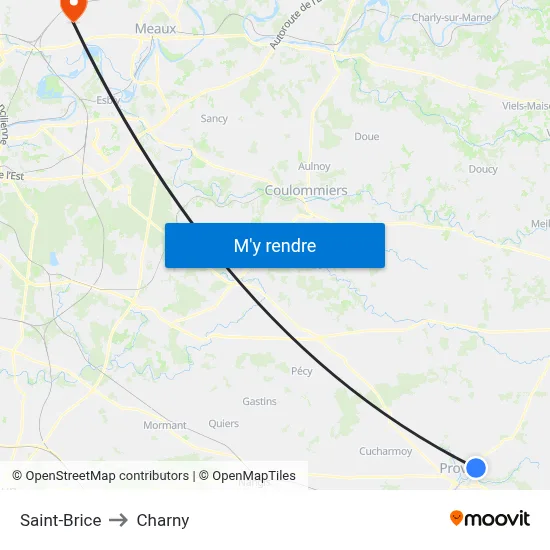 Saint-Brice to Charny map