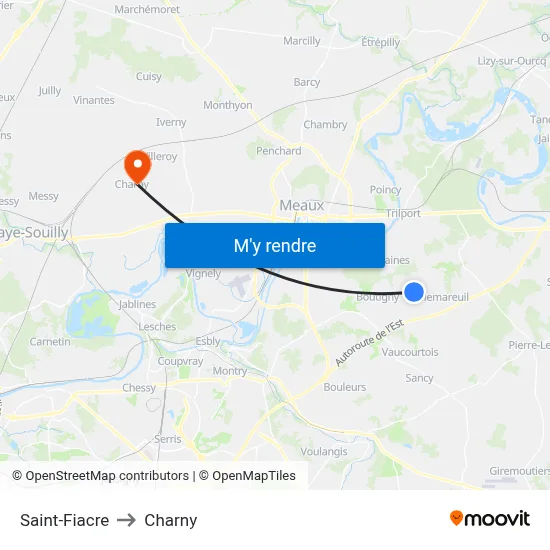 Saint-Fiacre to Charny map