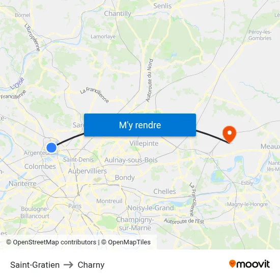 Saint-Gratien to Charny map
