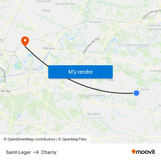 Saint-Leger to Charny map