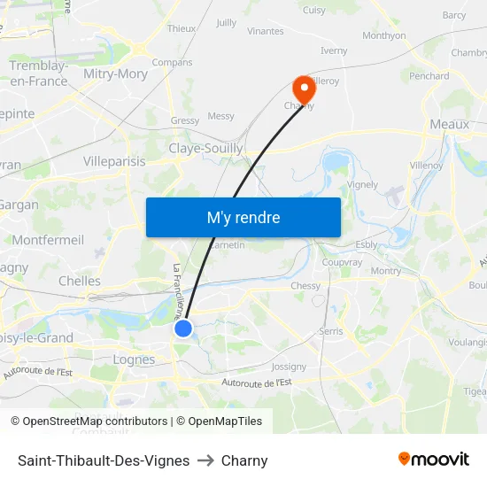 Saint-Thibault-Des-Vignes to Charny map