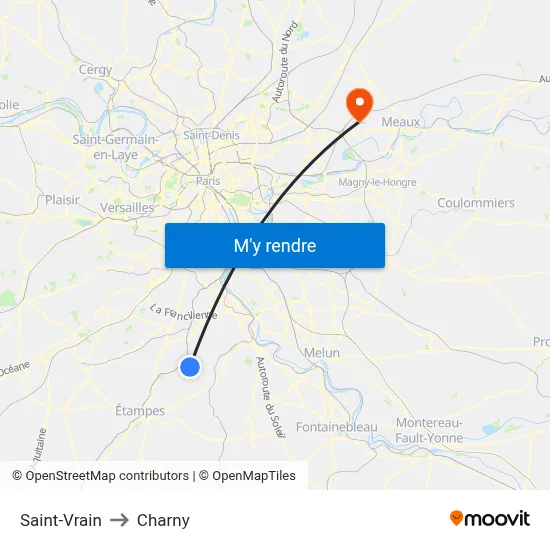 Saint-Vrain to Charny map