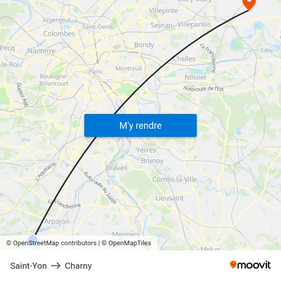 Saint-Yon to Charny map