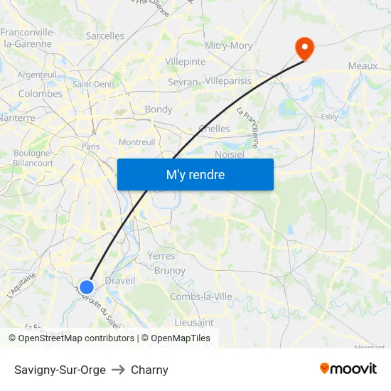 Savigny-Sur-Orge to Charny map