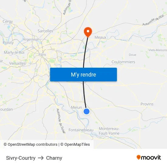Sivry-Courtry to Charny map