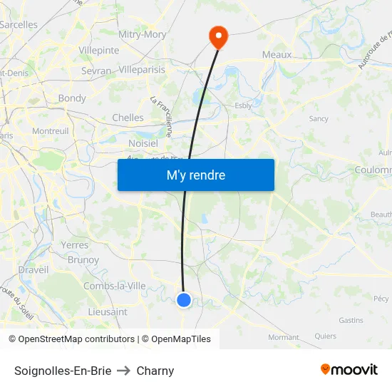Soignolles-En-Brie to Charny map
