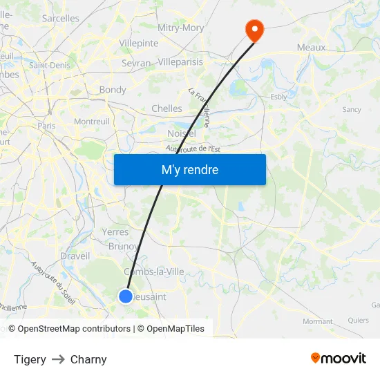 Tigery to Charny map