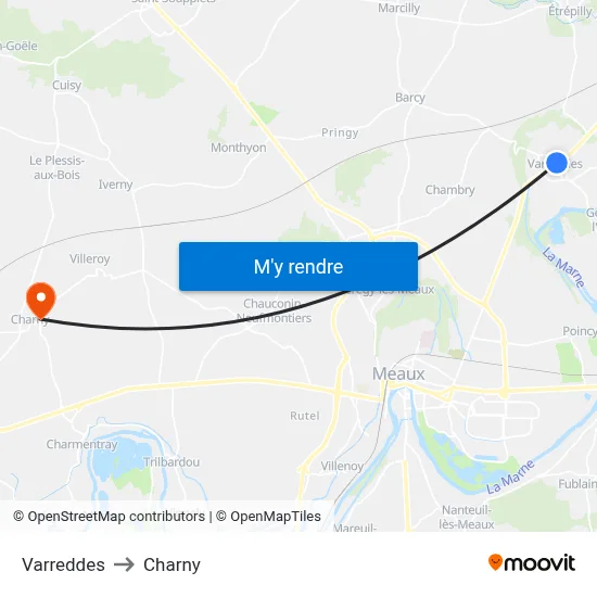 Varreddes to Charny map
