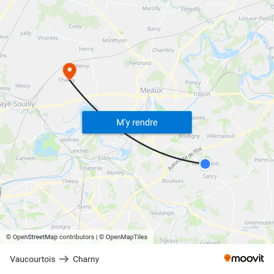 Vaucourtois to Charny map