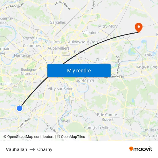 Vauhallan to Charny map