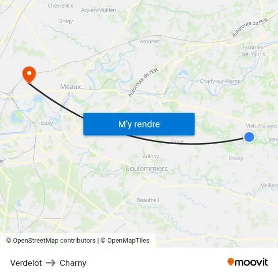 Verdelot to Charny map