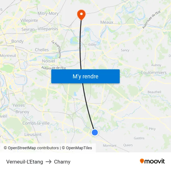 Verneuil-L'Etang to Charny map
