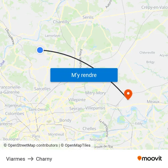 Viarmes to Charny map