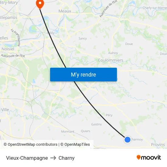 Vieux-Champagne to Charny map