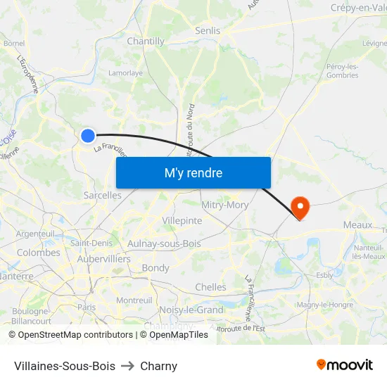 Villaines-Sous-Bois to Charny map