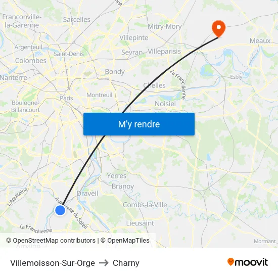 Villemoisson-Sur-Orge to Charny map