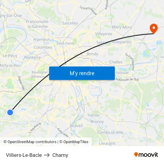 Villiers-Le-Bacle to Charny map