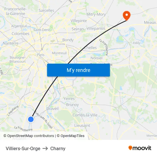 Villiers-Sur-Orge to Charny map
