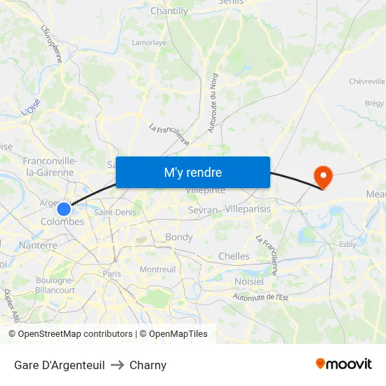 Gare D'Argenteuil to Charny map