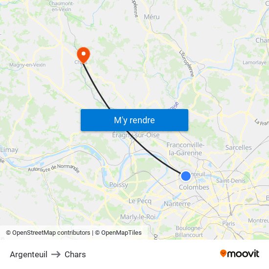 Argenteuil to Chars map