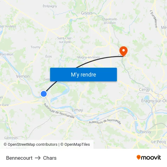 Bennecourt to Chars map