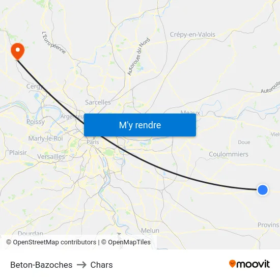 Beton-Bazoches to Chars map
