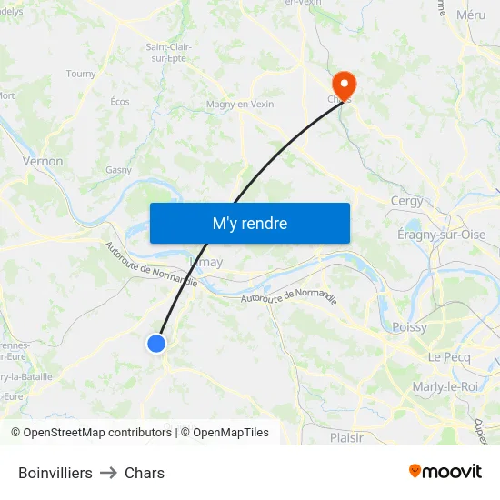 Boinvilliers to Chars map