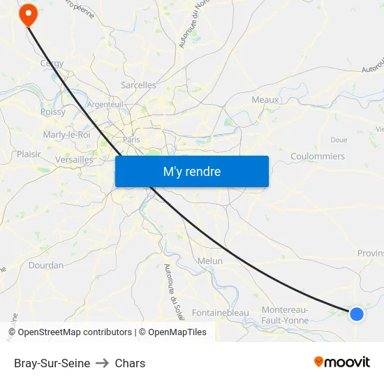 Bray-Sur-Seine to Chars map