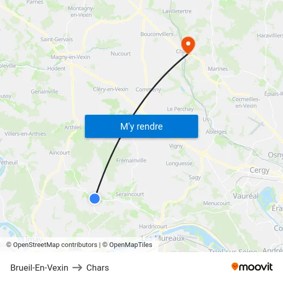 Brueil-En-Vexin to Chars map