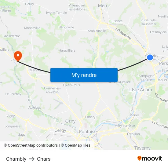 Chambly to Chars map