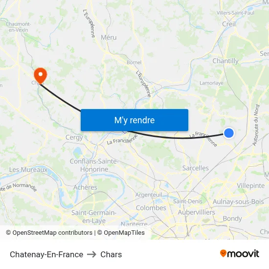 Chatenay-En-France to Chars map
