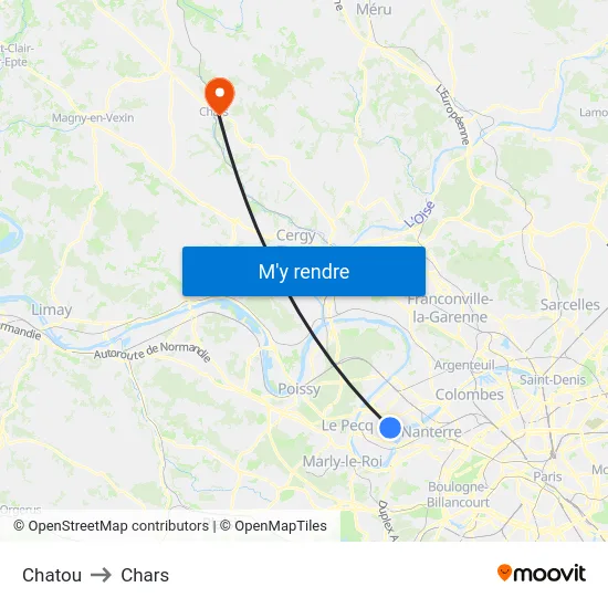 Chatou to Chars map