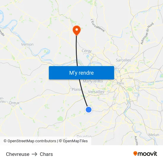 Chevreuse to Chars map