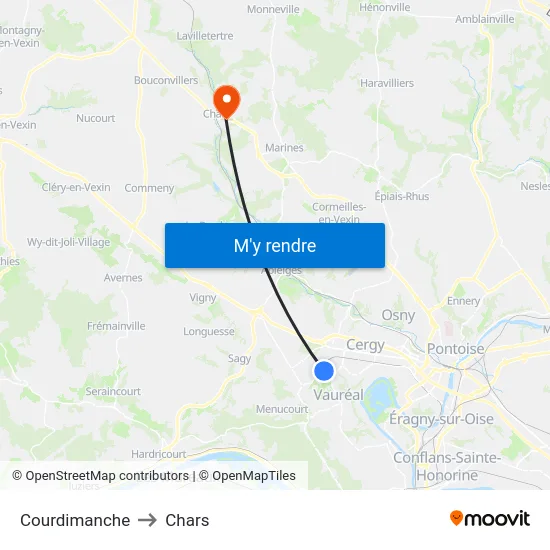 Courdimanche to Chars map