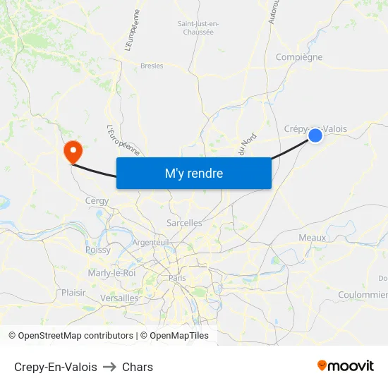 Crepy-En-Valois to Chars map