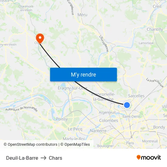 Deuil-La-Barre to Chars map