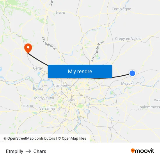 Etrepilly to Chars map