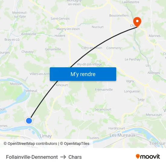 Follainville-Dennemont to Chars map