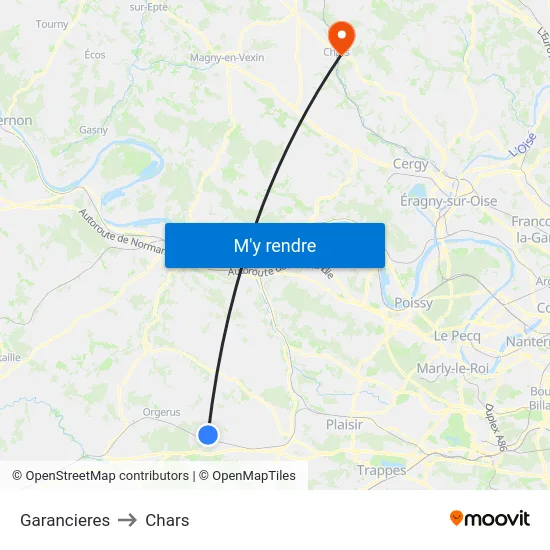 Garancieres to Chars map
