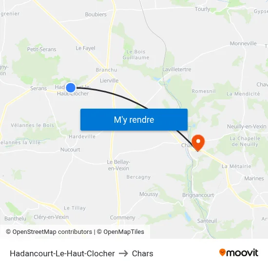 Hadancourt-Le-Haut-Clocher to Chars map