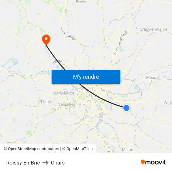 Roissy-En-Brie to Chars map
