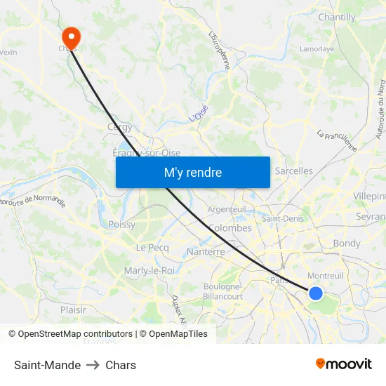 Saint-Mande to Chars map
