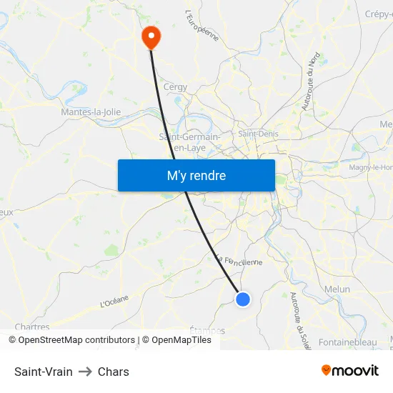 Saint-Vrain to Chars map