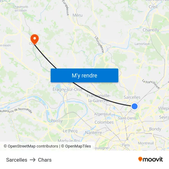 Sarcelles to Chars map