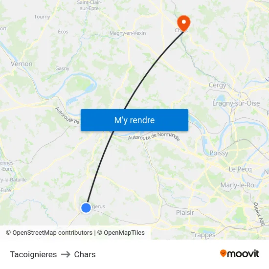 Tacoignieres to Chars map