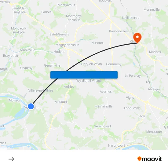 Vetheuil to Chars map