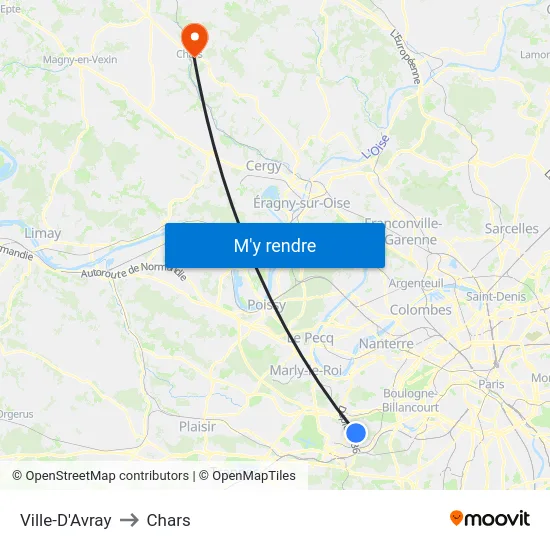 Ville-D'Avray to Chars map