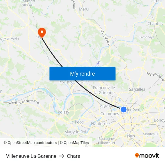 Villeneuve-La-Garenne to Chars map