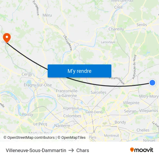 Villeneuve-Sous-Dammartin to Chars map