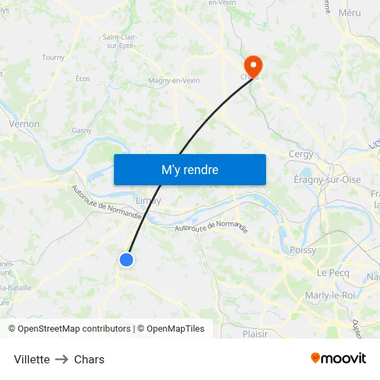 Villette to Chars map